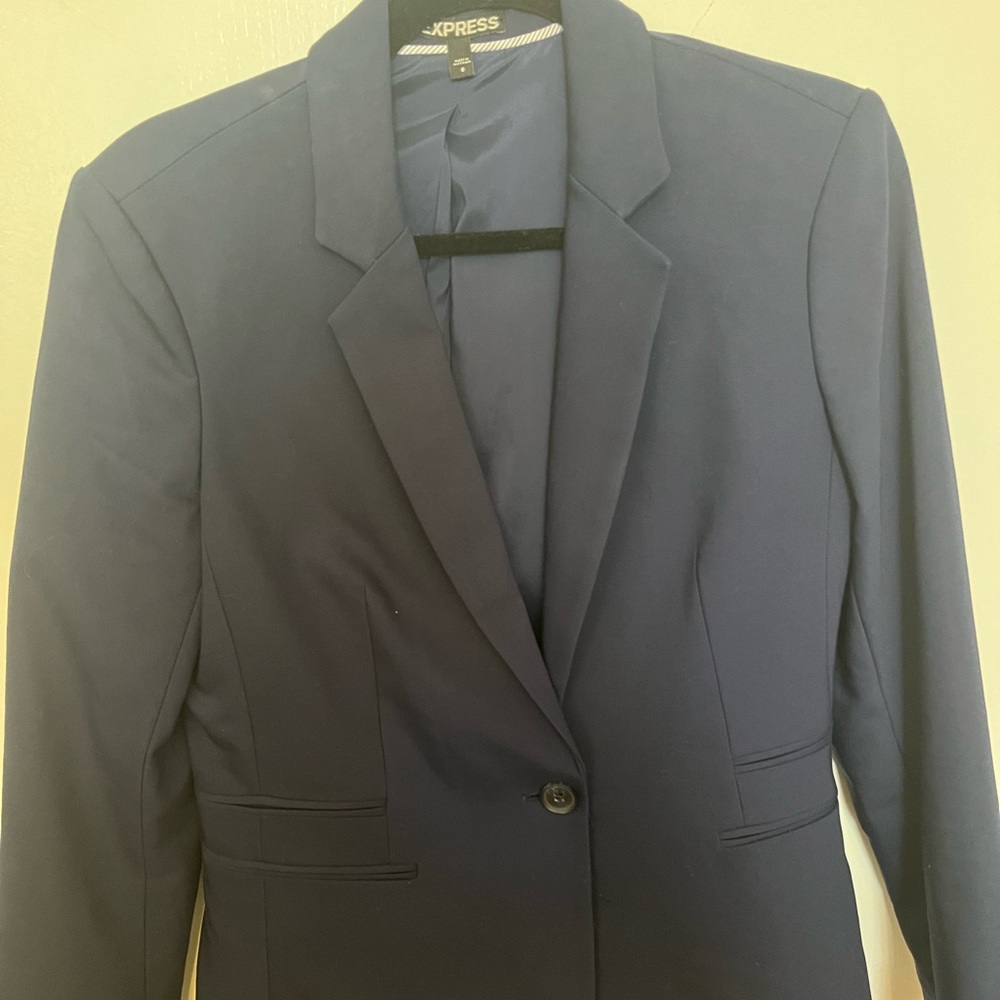 Express Blue Tailored Blazer with Notched Lapels